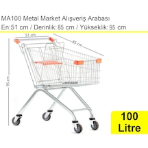 Ma100 Metal Market Alışveriş Arabası 100 Litre / En:51 Boy:85 Yükseklik:95 Cm