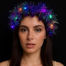 Mey İthalat Kalp Püsküllü Gece Parıltısı 3 Modlu Led Li Işıklı Taç Mor Renk 64591842