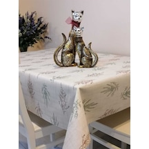 Elyaflı Pvc Muşamba - Desenli Silinebilir Masa Örtüsü 02mrl146a Krem