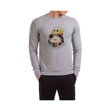 Undertale Sans Os Baskılı Gri Erkek Örme Sweatshirt