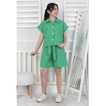 My Kids Wear Keten Kız Çocuk Alt Üst Takım Yeşil