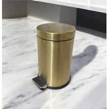 İsaoğlu Yapı Mat Gold Çöp Kovası Pedallı Paslanmaz Mat Altın Kova Premium Fırçalanmış Gold Gold Altın