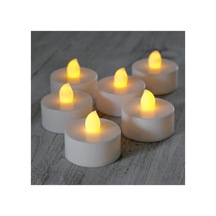 Led Pilli Tealight Mum Sarı Işık - 24 Adet Beyaz