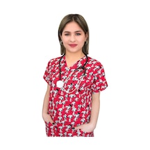 Kırmızı Snoopy Desenli Likralı Üst Forma