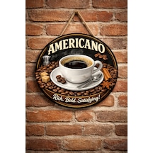 Mayeka Americano Temalı Cafeler Kahveciler Baristalar İçin Ahşap Duvar Kapı Dekoratif Süs Tablo 3