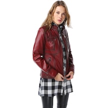 Dericlub Yb2043 Gerçek Deri Kadın Mont Ök.bordo Bordo