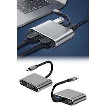 Tr 4'ü 1 Arada Type-c Hub Dönüştürücü Adaptör, 4k Ultra Hd Hdmı Ve Vga Görüntü Aktarımı, Pd Hızlı Şarj D