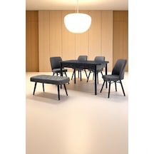 Mutfak Masası Salon Masası Masa Sandalye Takımı Açılır Masa Bench Sandalye Gri