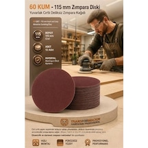Mey İthalat 12 Adet 60 Kum Yuvarlak Cırtlı Zımpara Diski 115 Mm Deliksiz Zımpara Kağıdı 723215