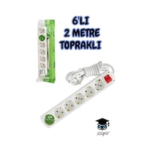 Grup Priz Topraklı 6'lı 2 Metre Anahtarlı Uzatma Kablosu Diğer