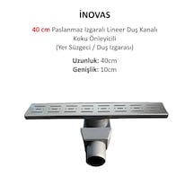 40 Cm Paslanmaz Izgaralı Lineer Duş Kanalı Koku Önleyicili