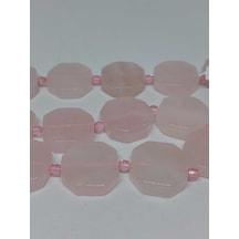 Pembe Kuvars Taşı Sekizgen Şekilli Dizi (35685) Çok Renkli