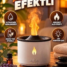 Alev Efektli Ultrasonik Aromaterapi Difüzörü Uçucu Yağ Uyumlu Nemlendirici Ve Led Ambiyans Işığı