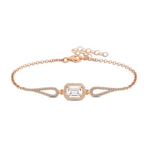 Çekirdekjewelry Nidam Butik Gümüş Rose Dikdörtgen Baget Bileklik Gümüş