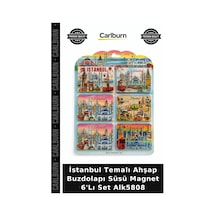 Özel Üretim Hediyelik Hatıra Mutfak İstanbul Temalı Ahşap Buzdolapı Süsü Magnet 6'lı Set Alk5808