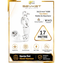 Viko Topraklı Uzatma Seyyar Kablosu Tekli Priz 17 Metre 3x2,5 Mm Seyyar Uzatma Kablosu 15 M Ve Üzeri