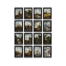 Jacob Van Ruisdael Tabloları 16'lı Sticker Seti Laptop Defter Planlayıcı Etiket Çok Renkli