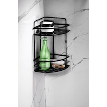 Yapışkanlı Paslanmaz Kristal Raf Banyo Düzenleyici Şampuanlık S03 Beyaz