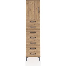Arges Dolap 2 Raflı 7 Çekmeceli Tek Kapaklı 44x30x182 Çam-çam Çam