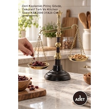 3 Adet Pirinç Derili Terazi Deri Kaplamalı Pirinç Gövde, Dekoratif Tartı Ve Kitchen Scale Ksk2099 31x28 Cm Diğer