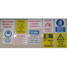 İnşaat İkaz Seti 10 Lu - Uyarı Levhaları Seti 25 X 35 Cm