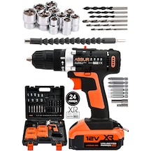 Assur ASR038 12V Çift Akülü Şarjlı Vidalama Turuncu Siyah
