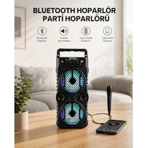 Mey İthalat Led Işıklı Kablosuz Bluetooth Hoparlör Yüksek Ses Güçlü Bas Performansı Taşınabilir Şarjlı