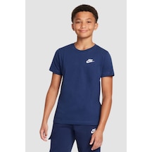 Nike Nsw Tee Futura Lbr Çocuk Spor Tişört Rahat Kesim Fz5177 Lacivert - Beyaz