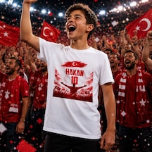 Bk Gift Kişiye Özel Türkiye Taraftar Temalı 2026 Dünya Kupası Tasarımlı Çocuk Tişört-7, Tek Yürek Milli Takım Ruhu Beyaz