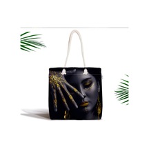 Siyahi Kadın Tasarımlı 3d Dijital Baskılı Modern Fermuarlı Kumaş Çanta Canta-3345