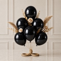 Siyah Renk Lateks Metalik Balon 30 Cm - 6 Adet