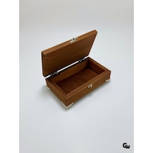 Doğal Ahşap Takı Kutusu Ahşap Saklama Kutusu Beyaz Çam Ceviz Boy:20cm En:12cm Yük:6cm