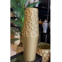 Msl-212 G Metal Dekoratif Vazo 54x13 Cm İnce Uzun Modern Şık Salon Vazo Altın