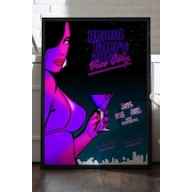 Gta Vice City Siyah Ahşap Çerçeveli Poster, Dekoratif Oyun Duvar Tablosu