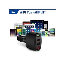 Usb Bağlantı Noktası Qc3.0 Araç Şarj Adaptörü, İ-phone İ-pad İ-pod Android İos Akıllı Telefon İçin Led Gerilim Göstergeli - Beyaz Beyaz