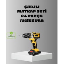 Şarjlı Darbeli Matkap Seti 2 Bataryalı, 24w Güç, 24 Parça Aksesuar, Led Işıklı - Lisinya