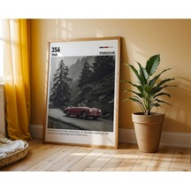 Porsche 356 Ahşap Çerçeveli Poster Tablo Klasik Alman Tasarım