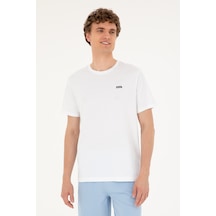 U.S. Polo Assn. Erkek Regular Fit Bisiklet Yaka Beyaz Tişört 50294290-VR013