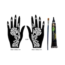 Airbrush Tattoo Güllü Desenler El Üstü Dövme Seti 2'li + Kına Kalıbı Siyah Kına + Fırça