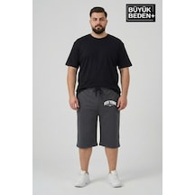 Süperlife Büyük Beden Erkek Şort New York Baskılı Rahat Kalıp 3xl-6xl Spr26bsr591-05 Füme