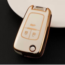 Chevrolet Aveo Beyaz Gold Anahtar Kılıfı