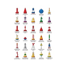 30 Adet Deniz Seyir Şamandırası Sticker Seti - Laptop, Kılıf, Defter