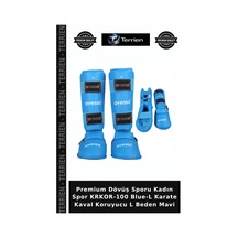 Premium Dövüş Sporu Kadın Spor Krkor-100 Blue-l Karate Kaval Koruyucu L Beden Mavi