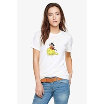 Anime Dragon Ball Baskılı Beyaz Kadın Tshirt (534308211)