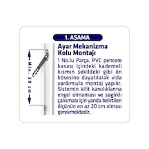 Eymen Yapı Arwin Sağ Açılım Pencere Kademeli Havalandırma Kolu, Pvc Kilidi, Metalik Çok Renkli
