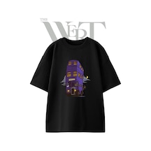 Thewert Knight Bus Tasarım Baskılı Ünisex Siyah Oversize T-shirt
