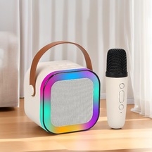 Bukrem K12 Led Karaoke Hoparlör 5w, Rgb Işık, Bluetooth + 5 Efektli Mikrofonlu Set