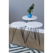 Remaks 35 Elit 3'lü Yuvarlak Zigon Sehpa - Beyaz