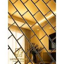Lucitart 30 Adet 10cmx5cm Tuğla Desenli Aynalı Pleksi Kendinden Yapışkanlı Dekoratif Duvar Aynası 9 Renk Seçeneği Gold