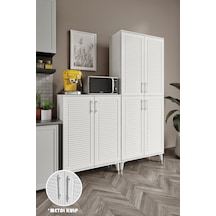 Panjurlu Metal Kulp Pnj6190 Çok Amaçlı Dolap 6 Kapaklı Mutfak Dolabı Balkon Dolabı Kiler Banyo Dolabı Ayakkabılık Beyaz Gümüş